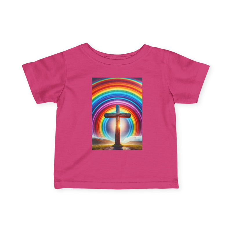 Rainbow Cross Infant Tee, Christian baby shirt