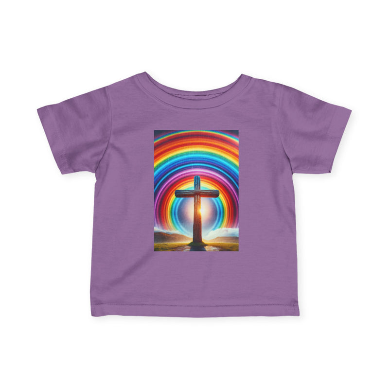 Rainbow Cross Infant Tee, Christian baby shirt