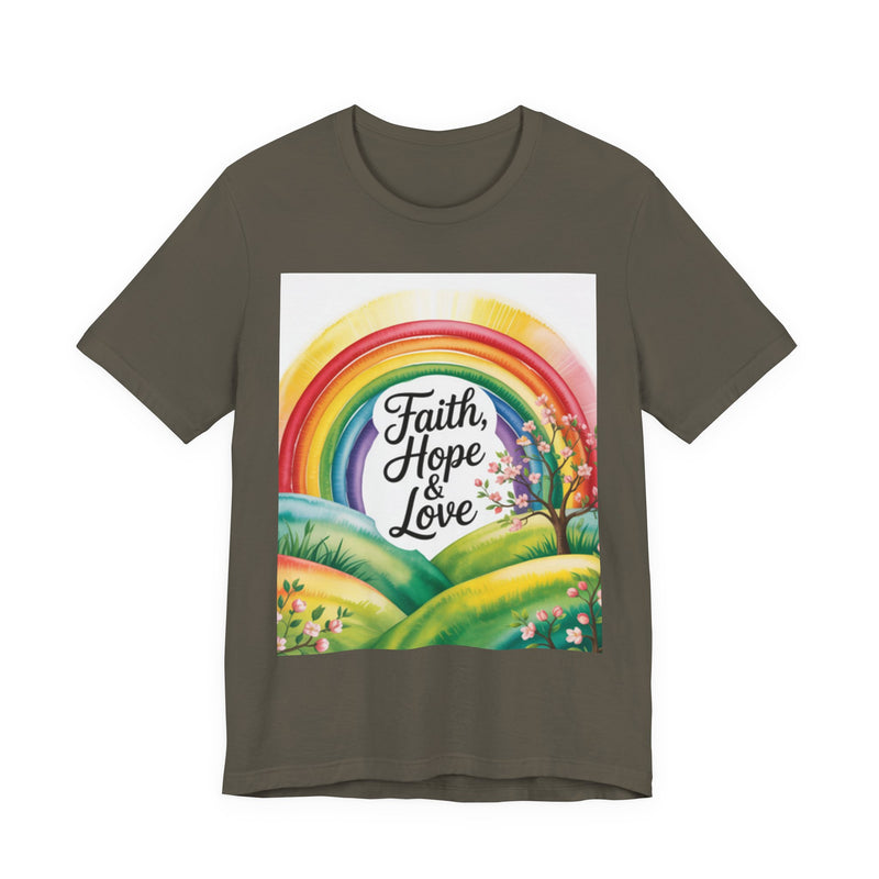 Faith, Hope & Love, Rainbow Graphic Tee, Faith Shirt