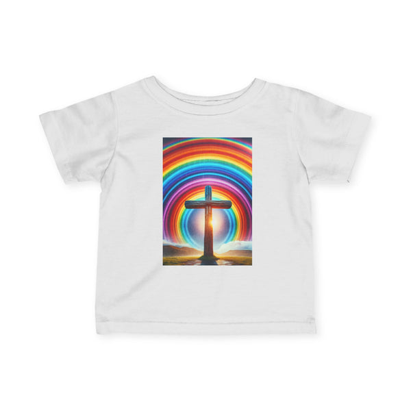 Rainbow Cross Infant Tee, Christian baby shirt