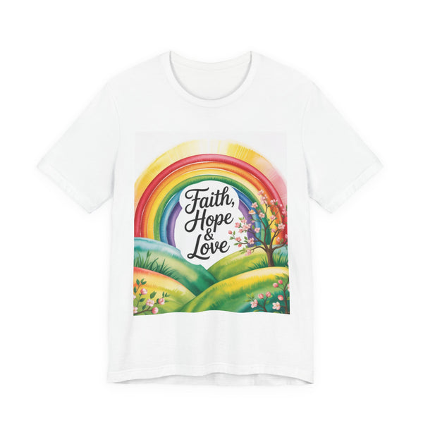 Faith, Hope & Love, Rainbow Graphic Tee, Faith Shirt